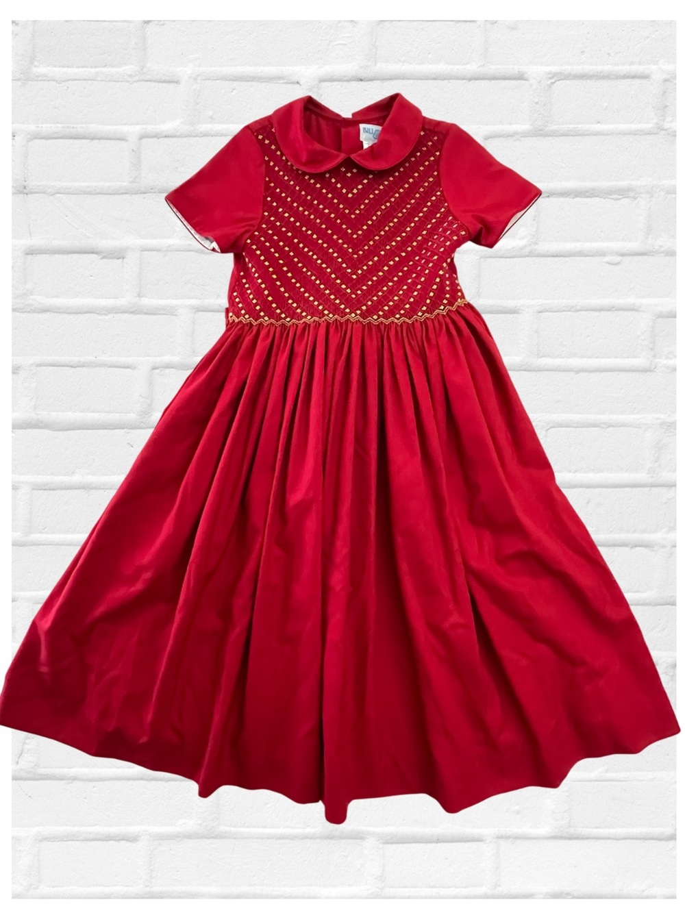 Luli and Me Girls Sz 8 Red Green Dress Holiday Smocking Maxi Christmas Old Money